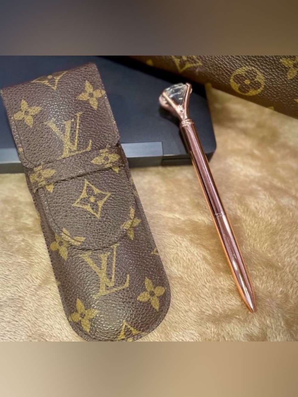 Louis Vuitton Pen Case Stylos Monogram Canvas Etui Brown LV